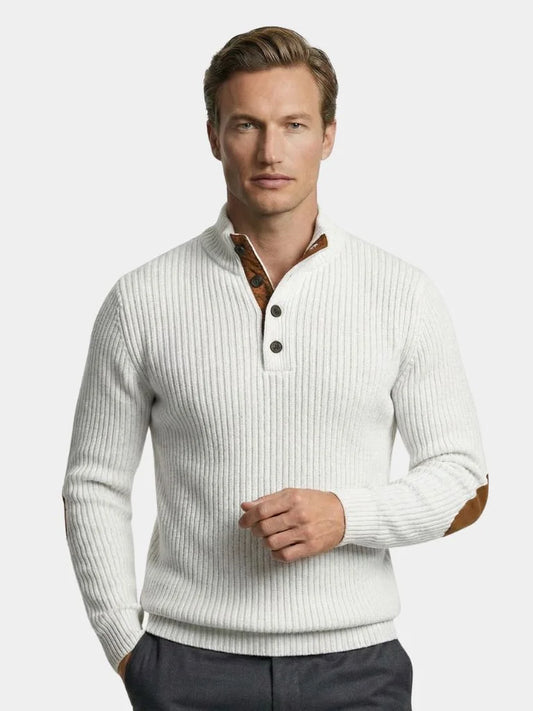 Refined High Collar Henley Sweater — Avelmontis