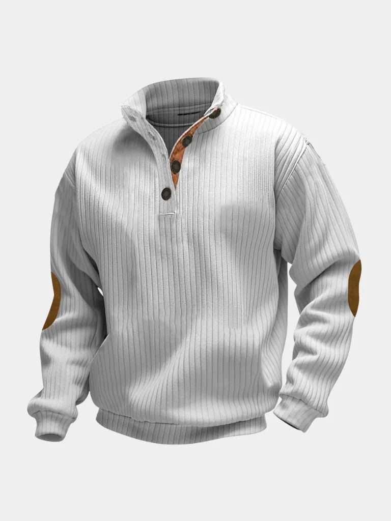 Refined High Collar Henley Sweater — Avelmontis