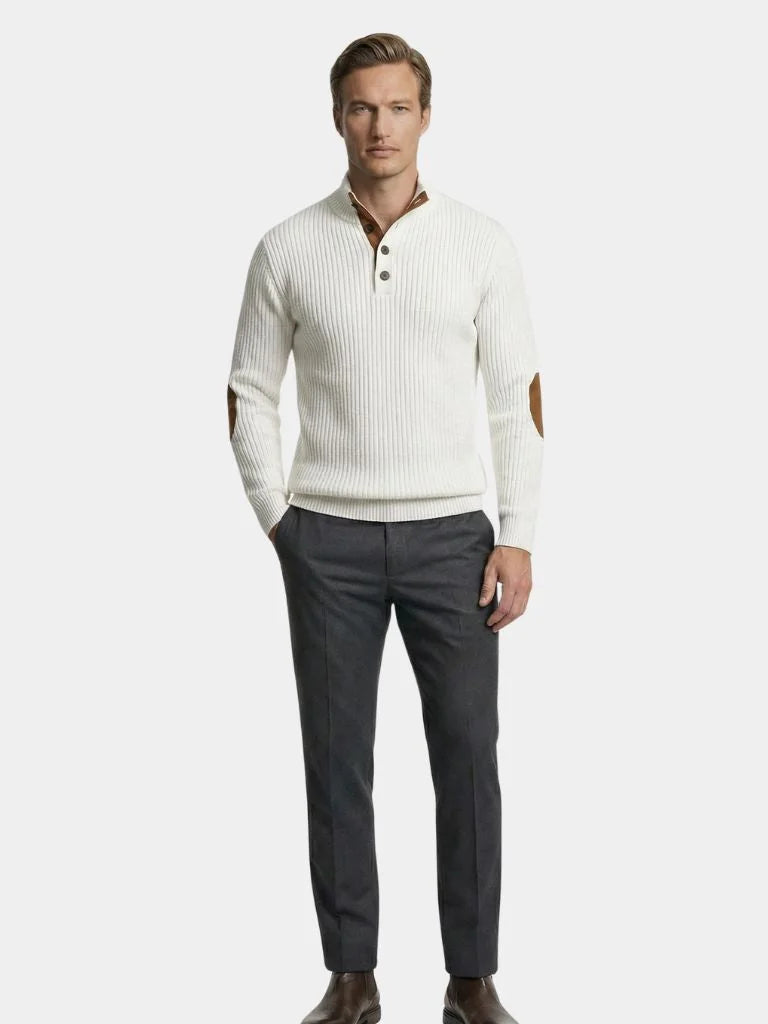 Refined High Collar Henley Sweater — Avelmontis
