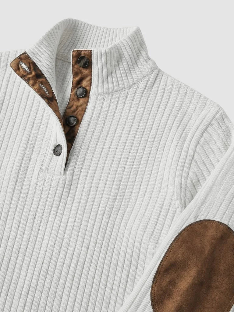 Refined High Collar Henley Sweater — Avelmontis