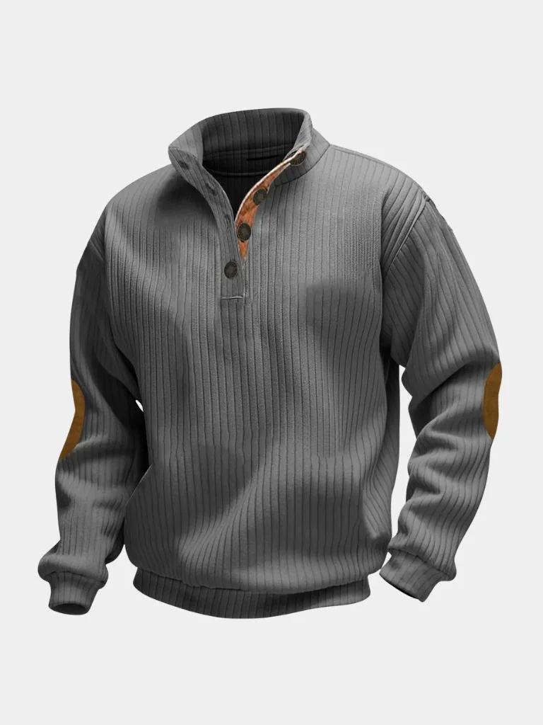 Refined High Collar Henley Sweater — Avelmontis