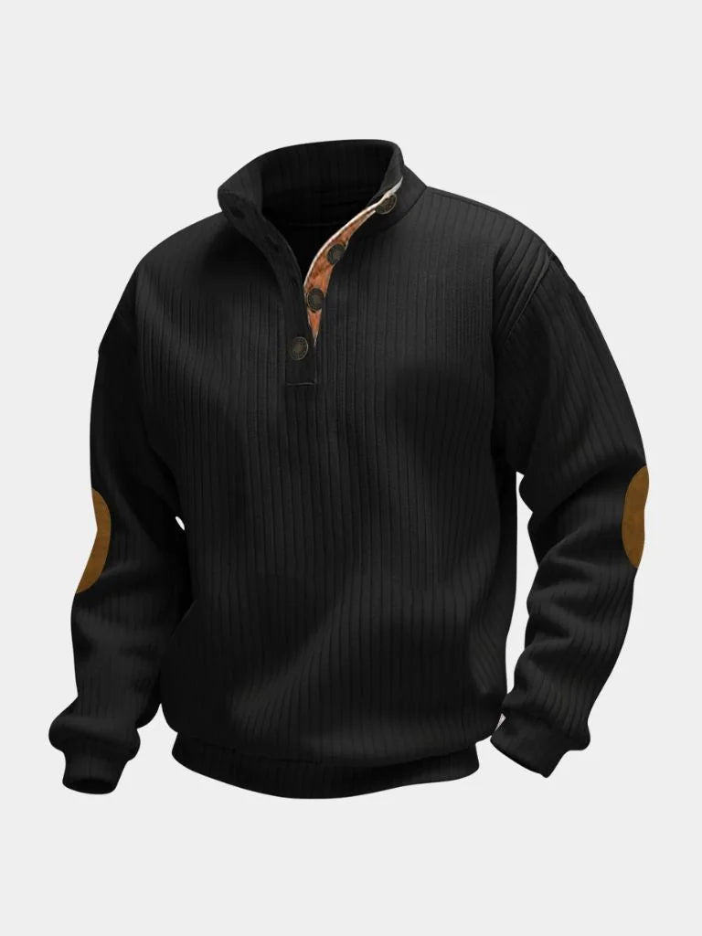 Refined High Collar Henley Sweater — Avelmontis
