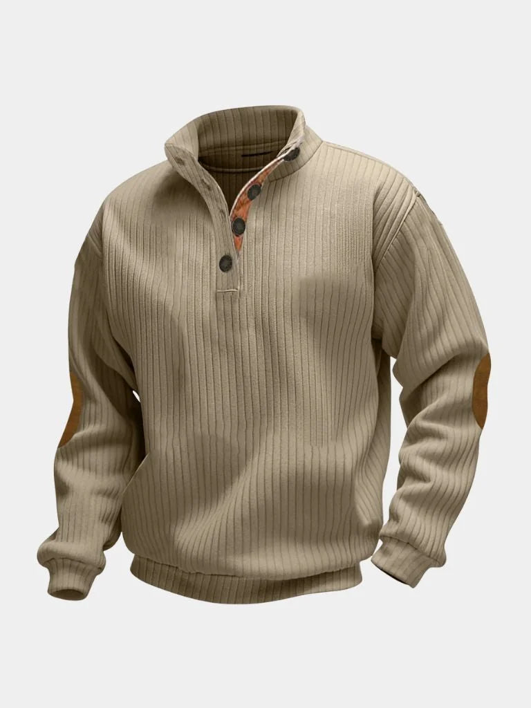 Refined High Collar Henley Sweater — Avelmontis