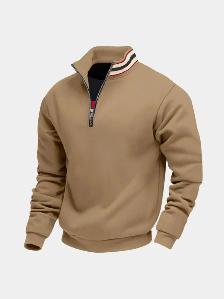 Regent Striped High Collar Pullover — Avelmontis