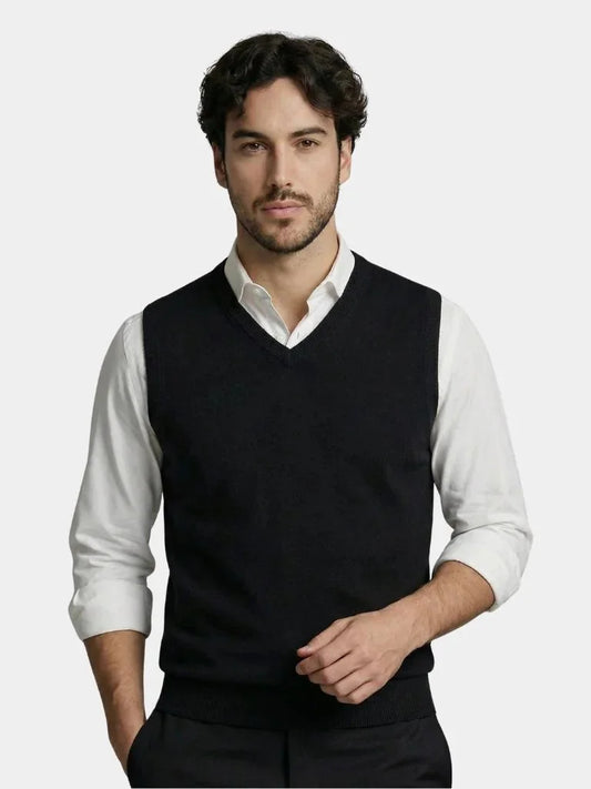 100% Cashmere V Neck Knit Vest | Bellmont Society