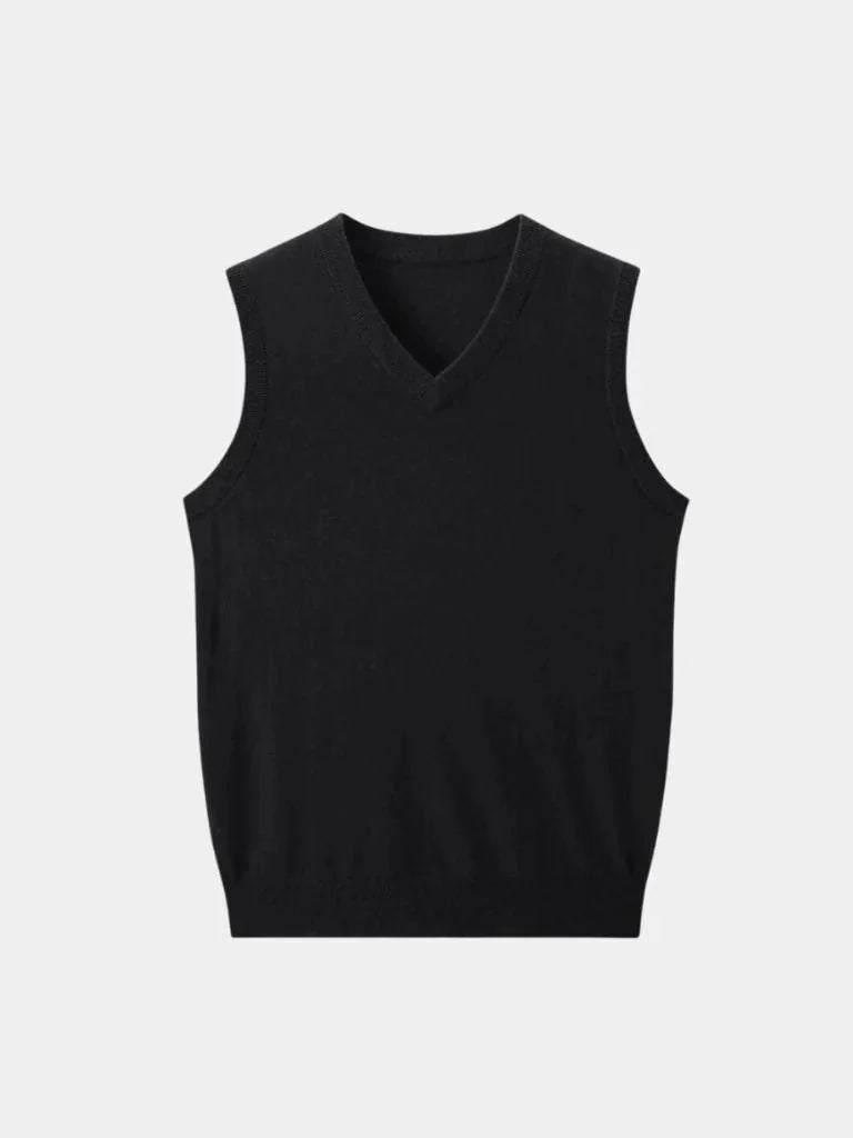 100% Cashmere V Neck Knit Vest | Bellmont Society