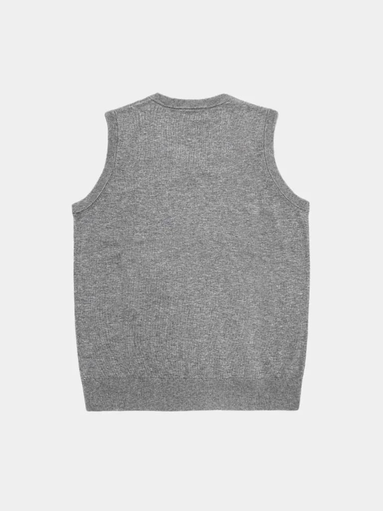 100% Cashmere V Neck Knit Vest | Bellmont Society