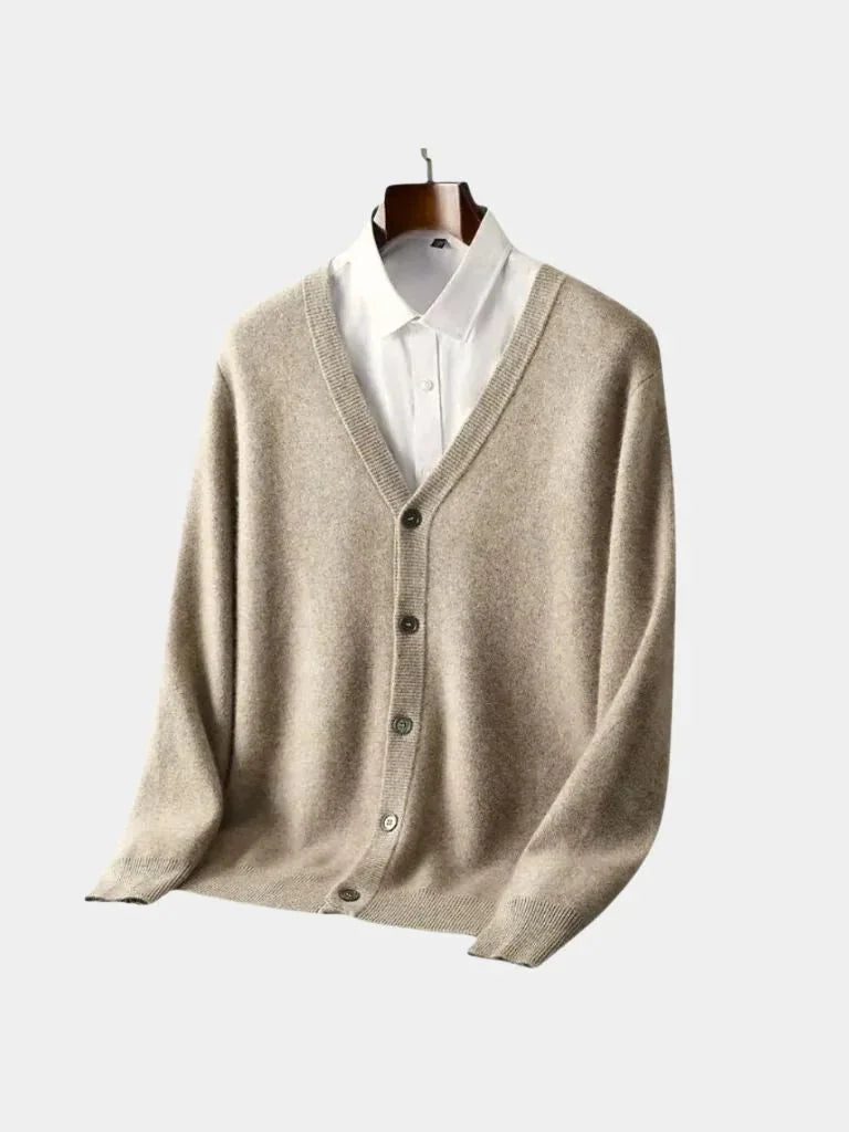 100% Merino Wool V Neck Knitwear Cardigan Sweater | Bellmont Society