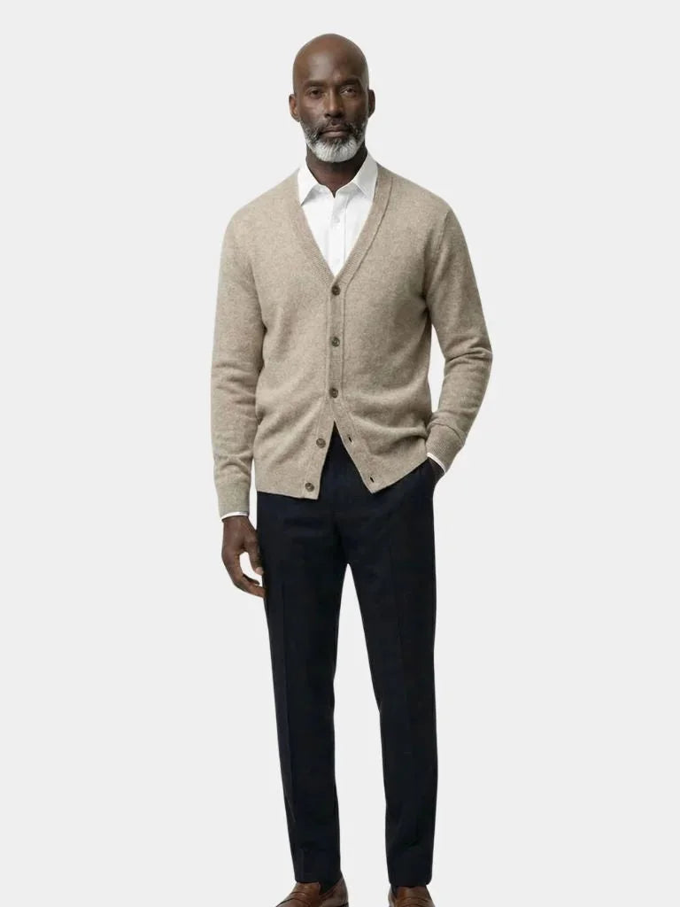100% Merino Wool V Neck Knitwear Cardigan Sweater | Bellmont Society