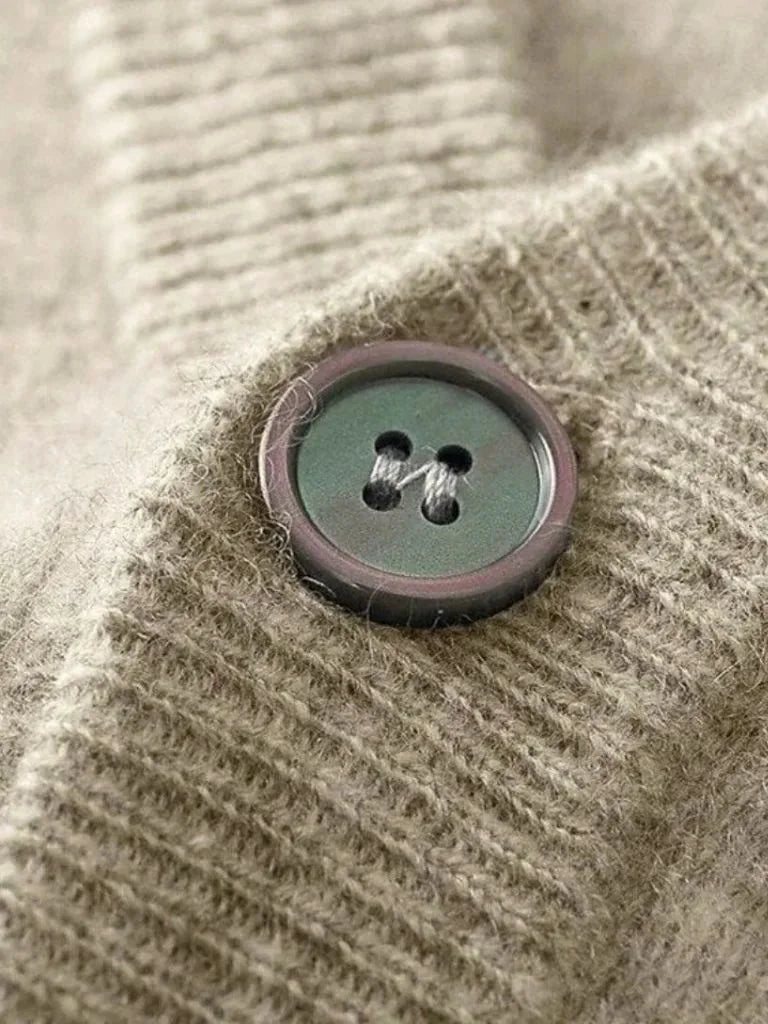100% Merino Wool V Neck Knitwear Cardigan Sweater | Bellmont Society