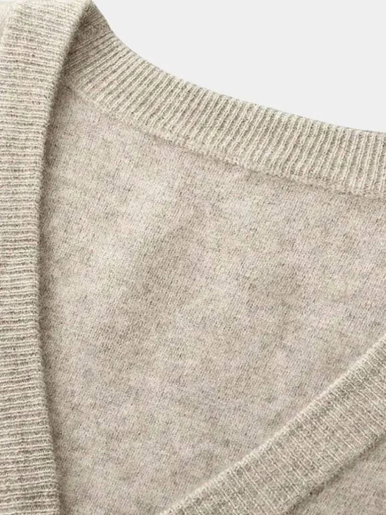 100% Merino Wool V Neck Knitwear Cardigan Sweater | Bellmont Society