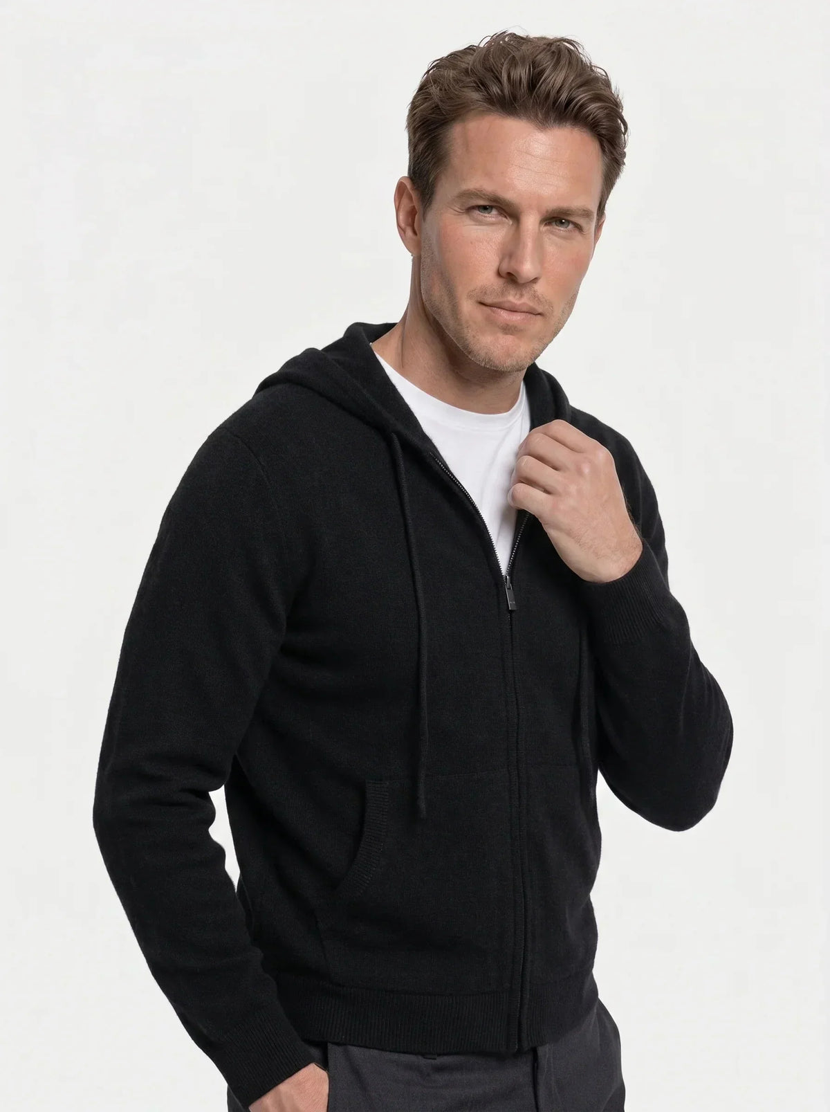 100% Merino Wool Zip Solid Color Sweater | Bellmont Society