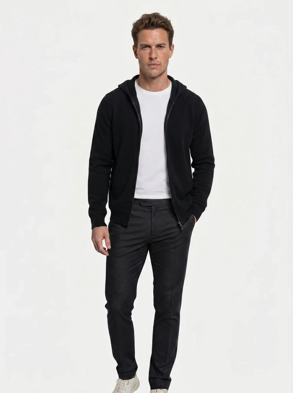 100% Merino Wool Zip Solid Color Sweater | Bellmont Society
