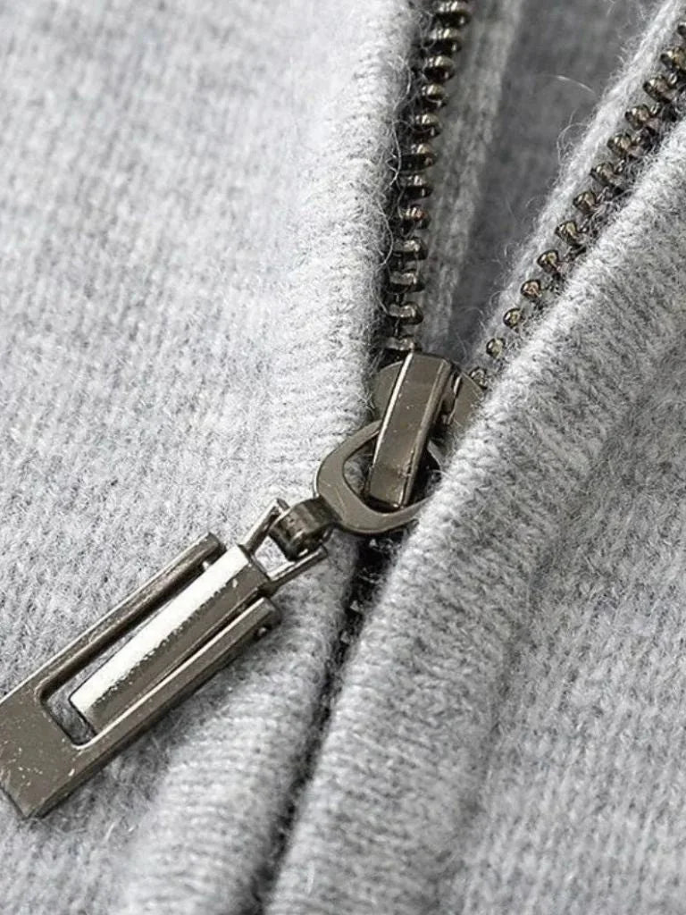 100% Merino Wool Zip Solid Color Sweater | Bellmont Society