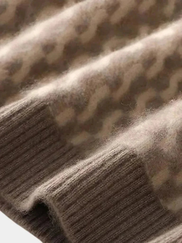 100% Wool Geometric Crew Neck Pullover Sweater | Bellmont Society
