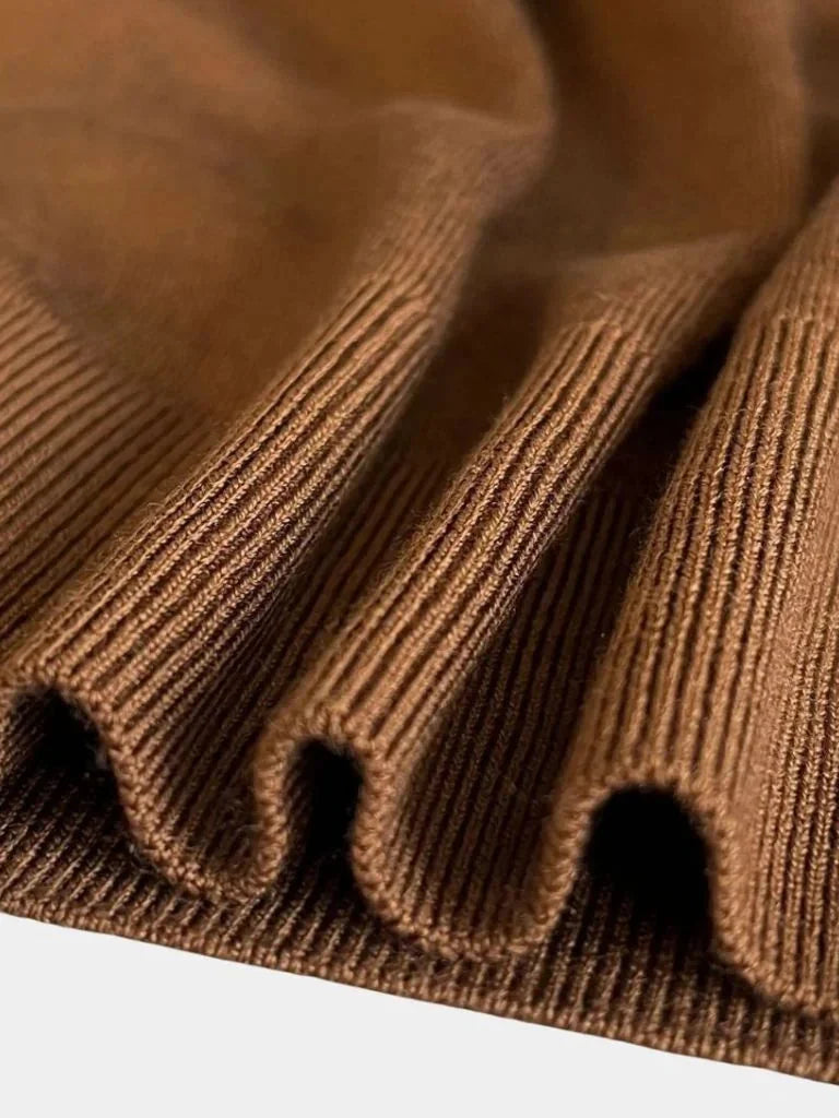 100% Wool Knit V Neck Turndown Polo Pullover | Bellmont Society
