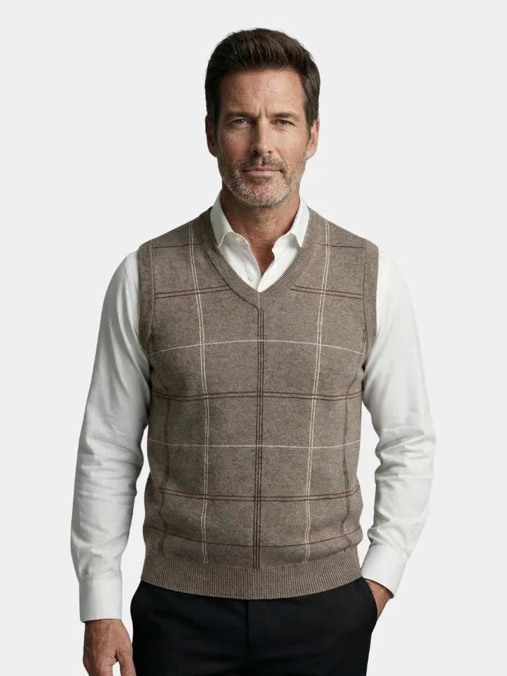 Academic Checkered Knit Vest | Bellmont Society