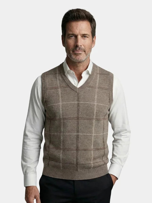Academic Checkered Knit Vest | Bellmont Society