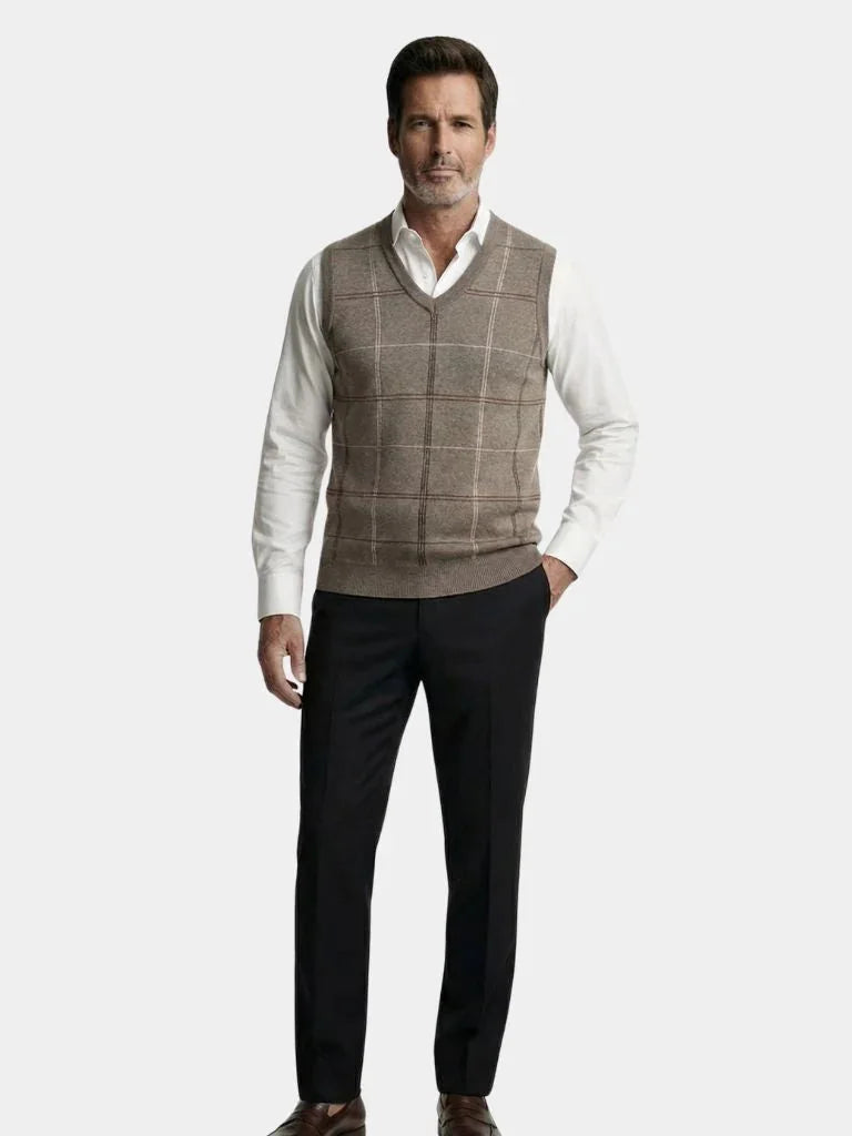 Academic Checkered Knit Vest | Bellmont Society