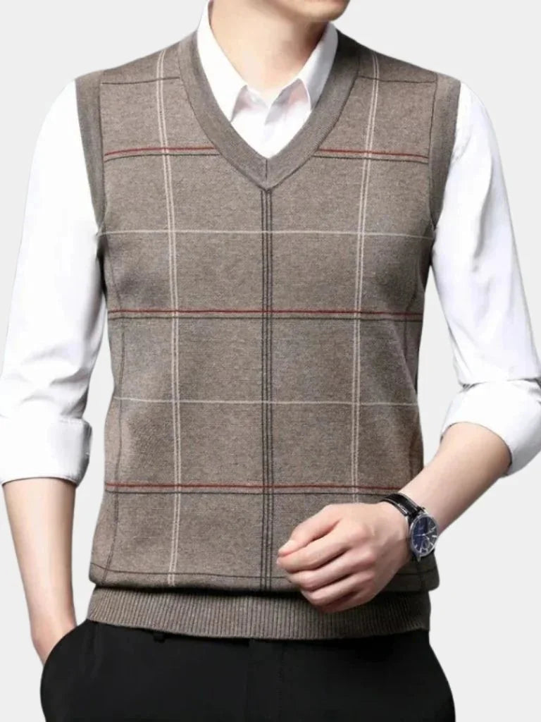 Academic Checkered Knit Vest | Bellmont Society