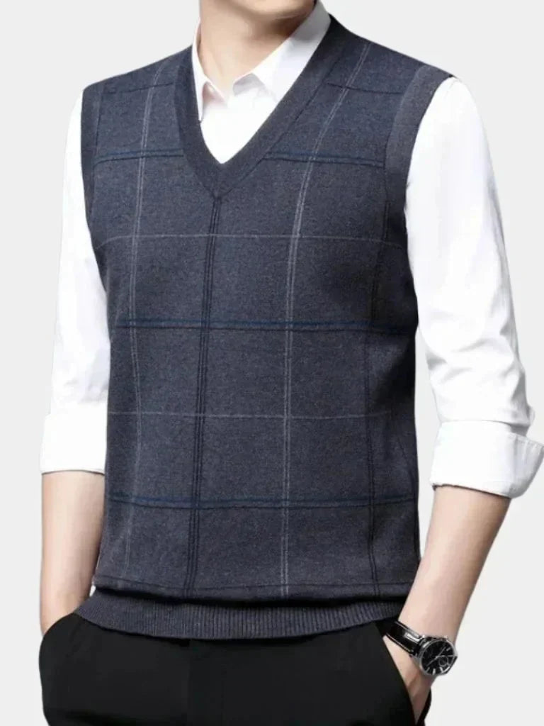 Academic Checkered Knit Vest | Bellmont Society
