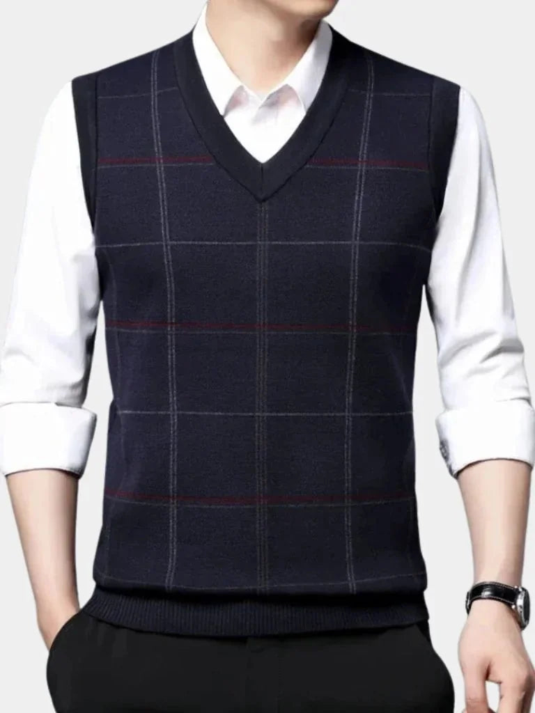 Academic Checkered Knit Vest | Bellmont Society