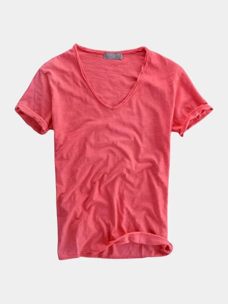 Albo Classic Linen V Neck T-Shirt | Bellmont Society