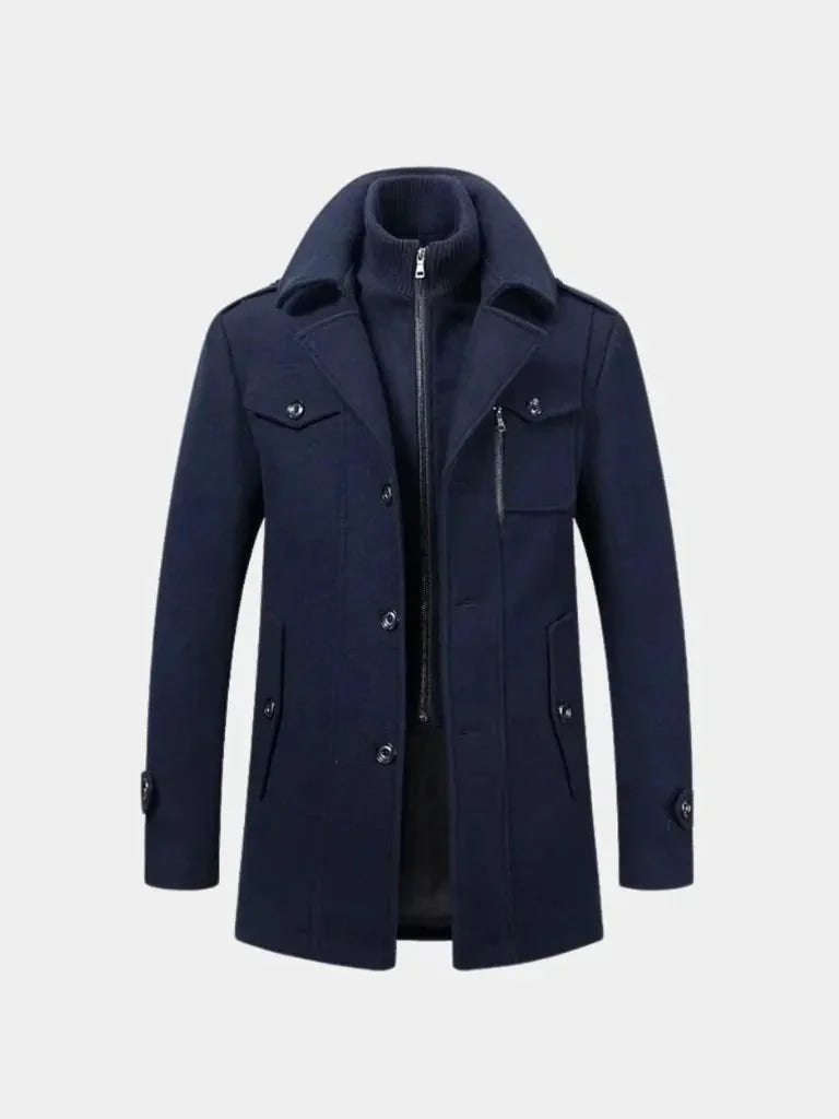 Aristocratic Black Wool Overcoat | Bellmont Society