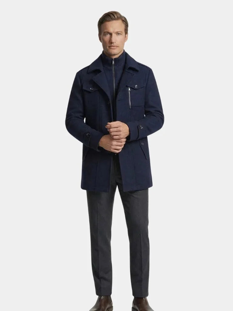 Aristocratic Black Wool Overcoat | Bellmont Society