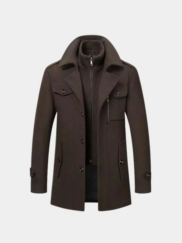 Aristocratic Black Wool Overcoat | Bellmont Society