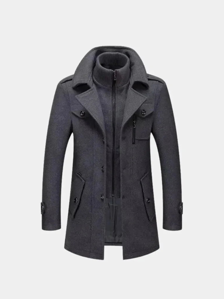 Aristocratic Black Wool Overcoat | Bellmont Society