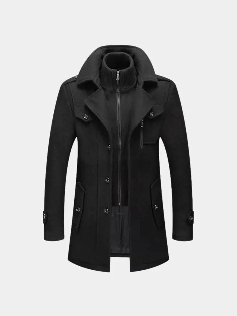 Aristocratic Black Wool Overcoat | Bellmont Society