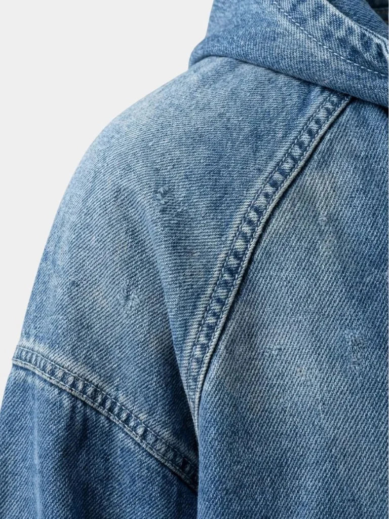 Artisan Denim Smock Quarter Zip Hooded Jacket | Bellmont Society
