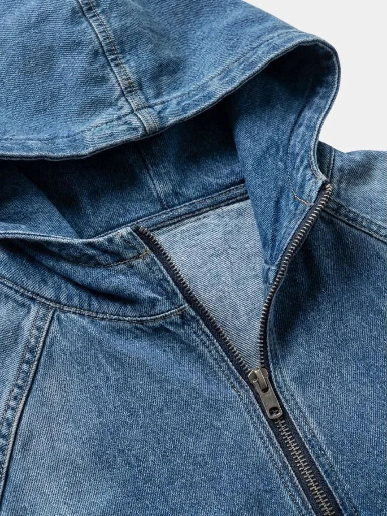Artisan Denim Smock Quarter Zip Hooded Jacket | Bellmont Society