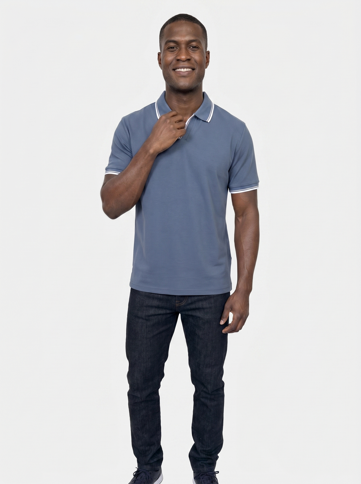Timeless Black V-Neck Polo - Montierri
