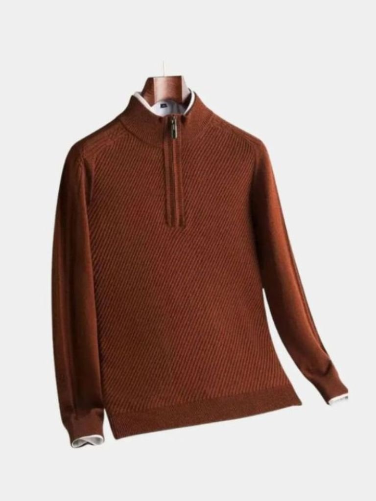 Stripe Quarter Zip Wool Sweater - Montierri