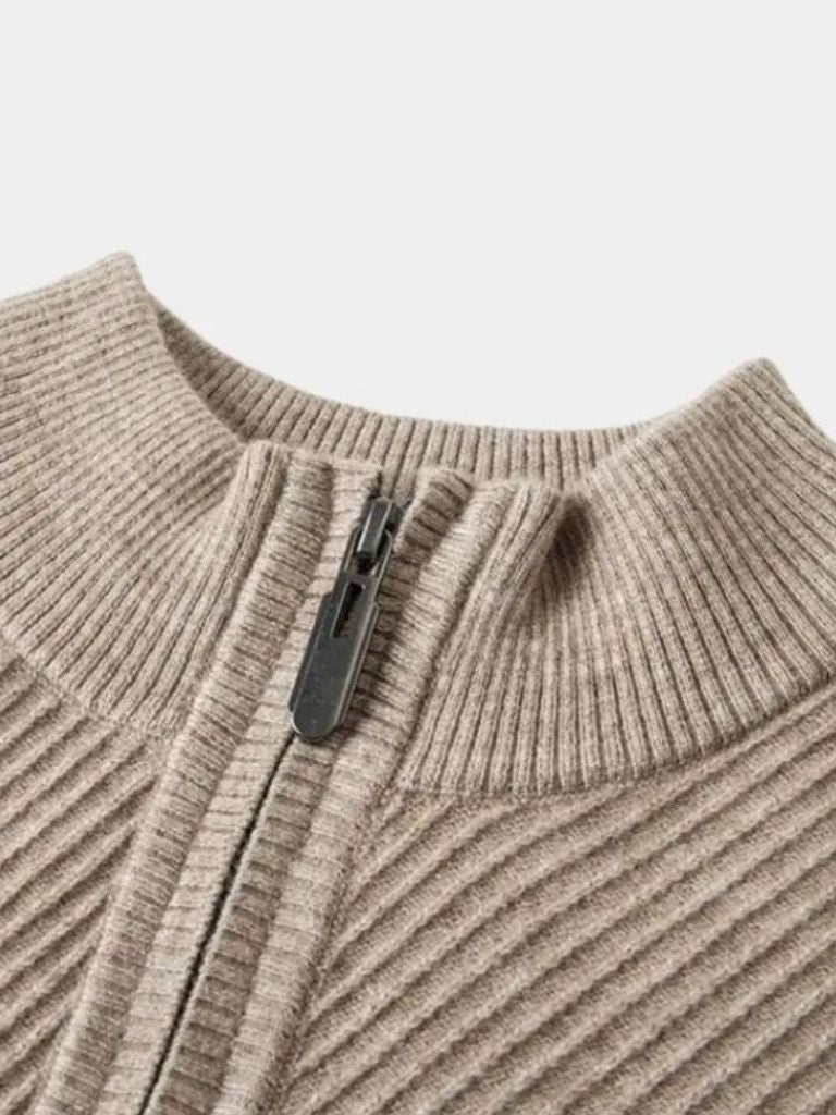 Stripe Quarter Zip Wool Sweater - Montierri