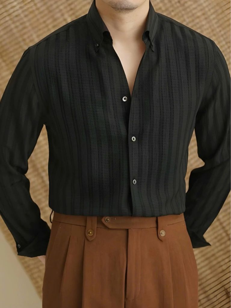 Striped Button Down Seersucker Shirt - Montierri