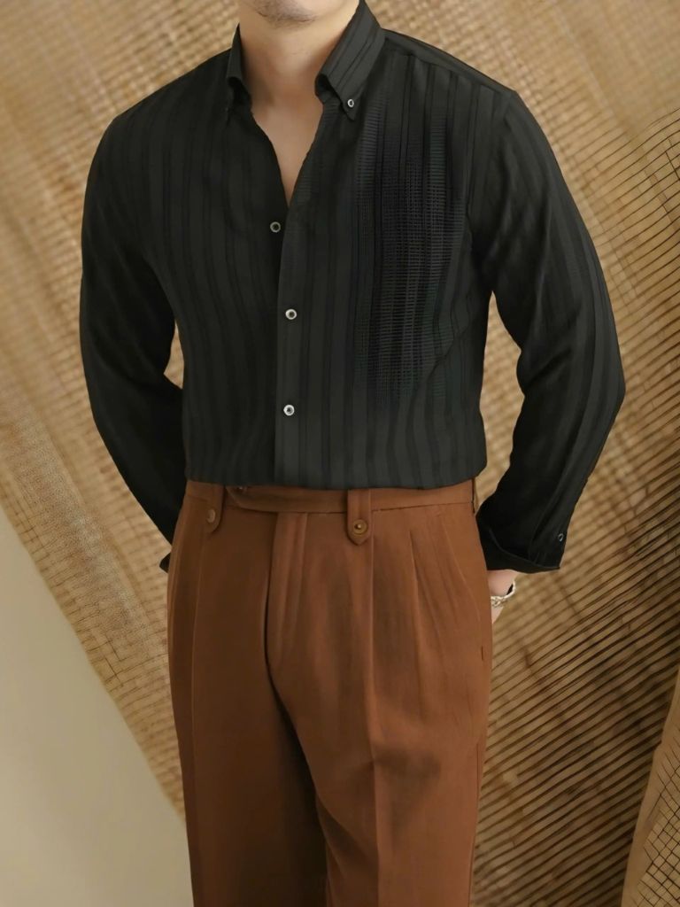 Striped Button Down Seersucker Shirt - Montierri