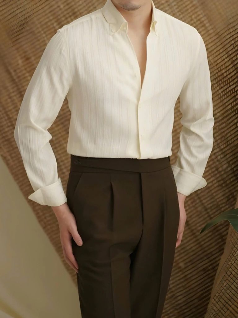 Striped Button Down Seersucker Shirt - Montierri