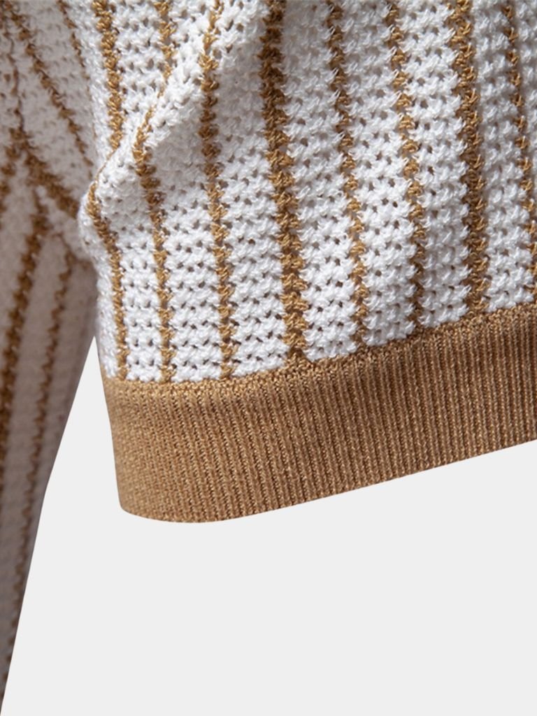 Striped Knit Polo Shirt - Montierri
