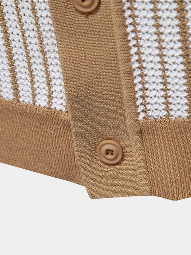 Striped Knit Polo Shirt - Montierri