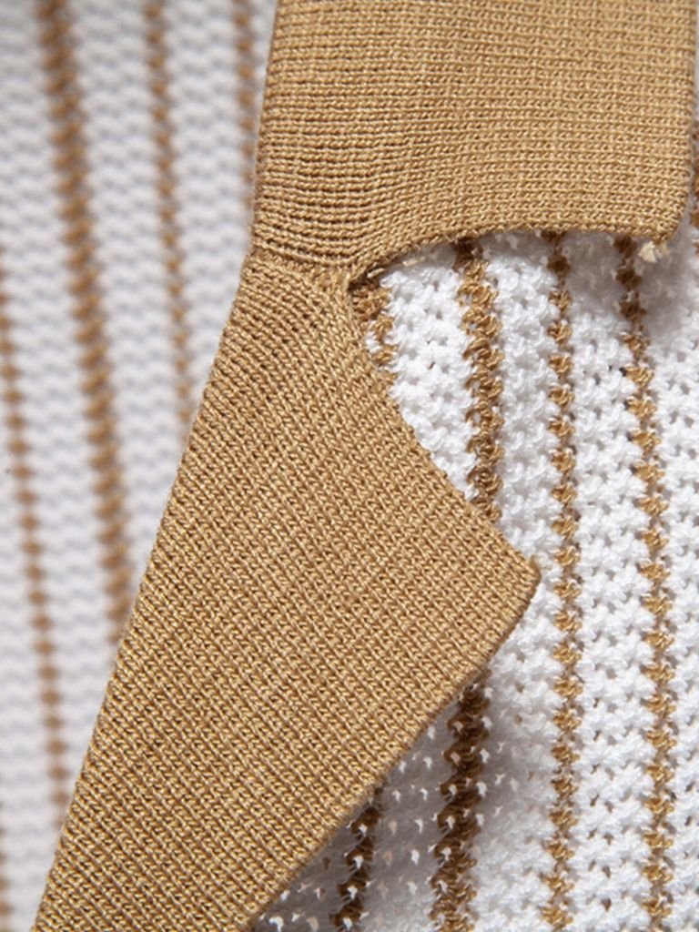 Striped Knit Polo Shirt - Montierri