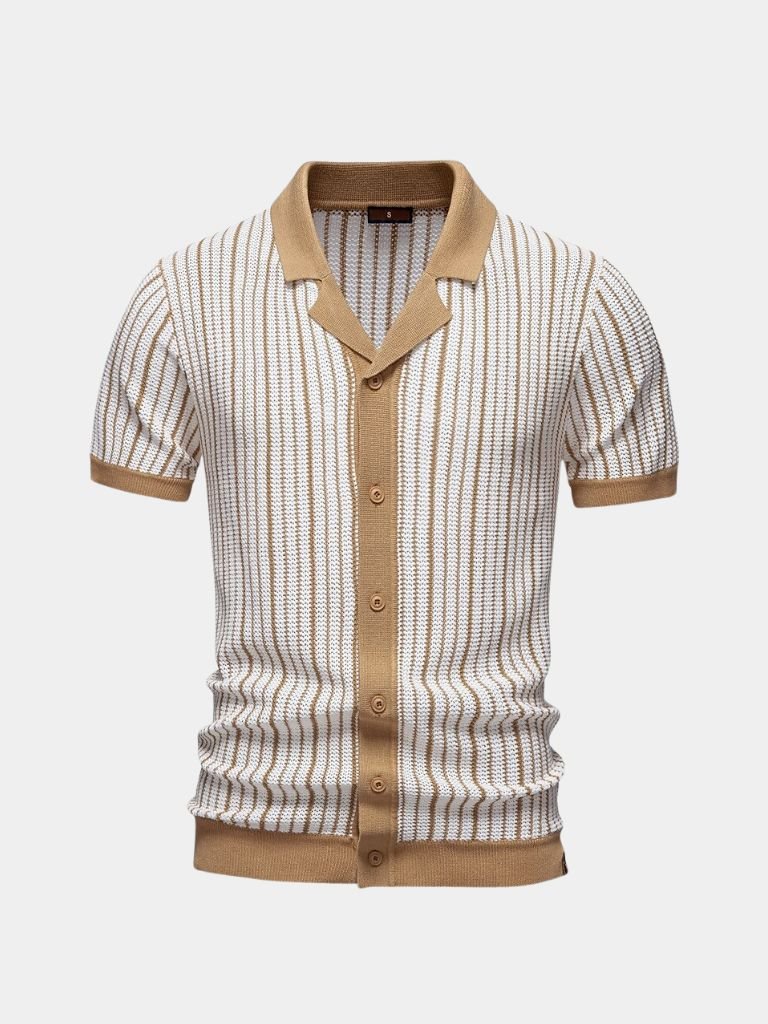 Striped Knit Polo Shirt - Montierri