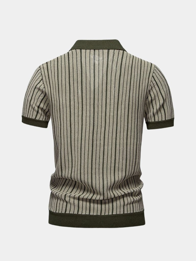 Striped Knit Polo Shirt - Montierri