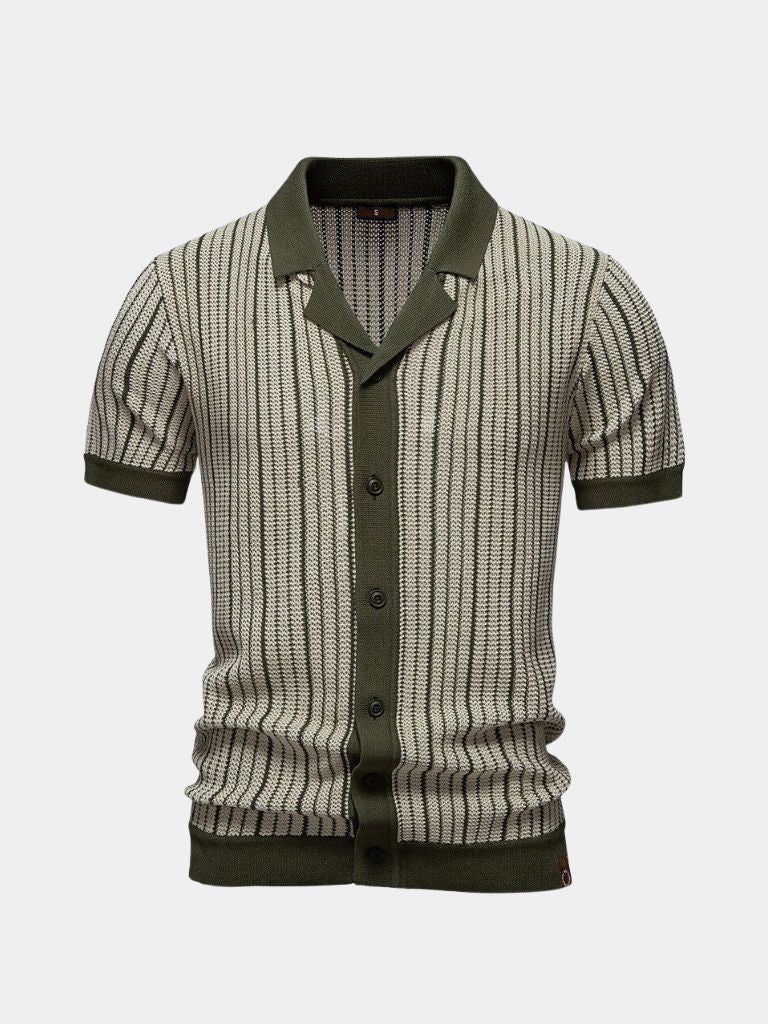 Striped Knit Polo Shirt - Montierri