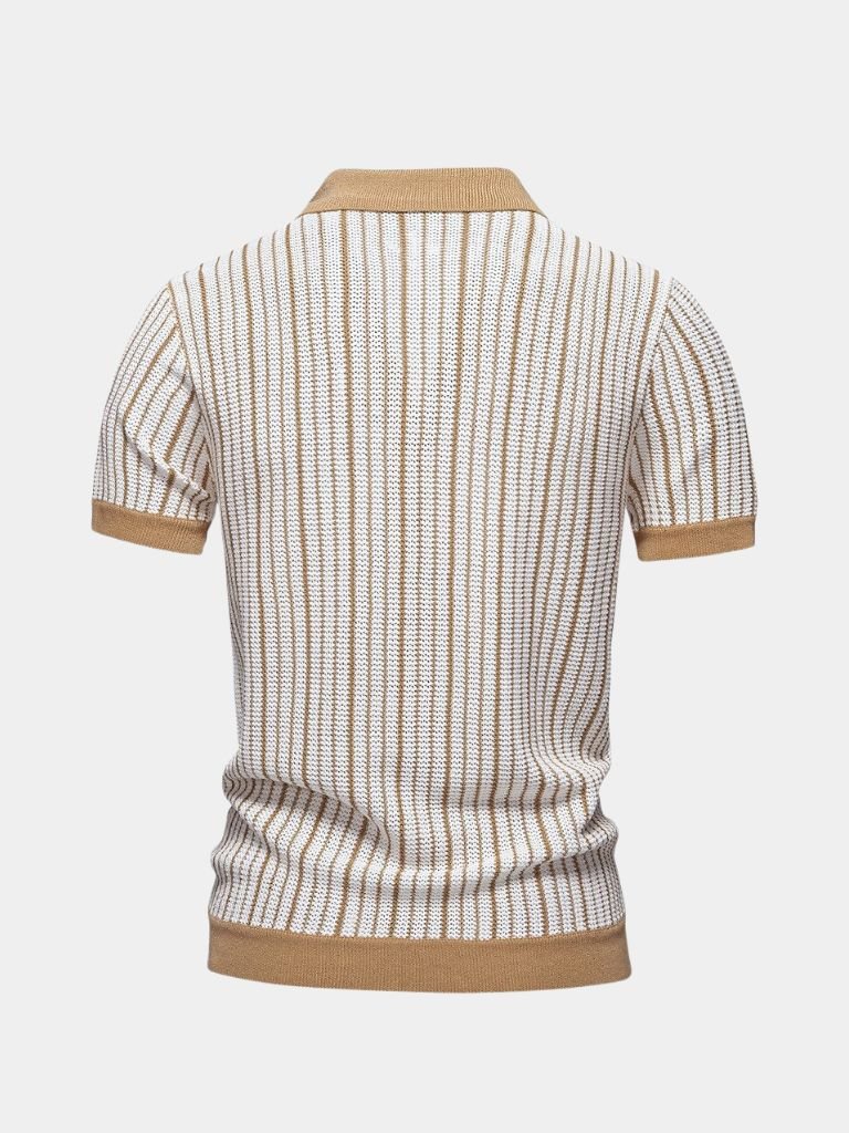 Striped Knit Polo Shirt - Montierri