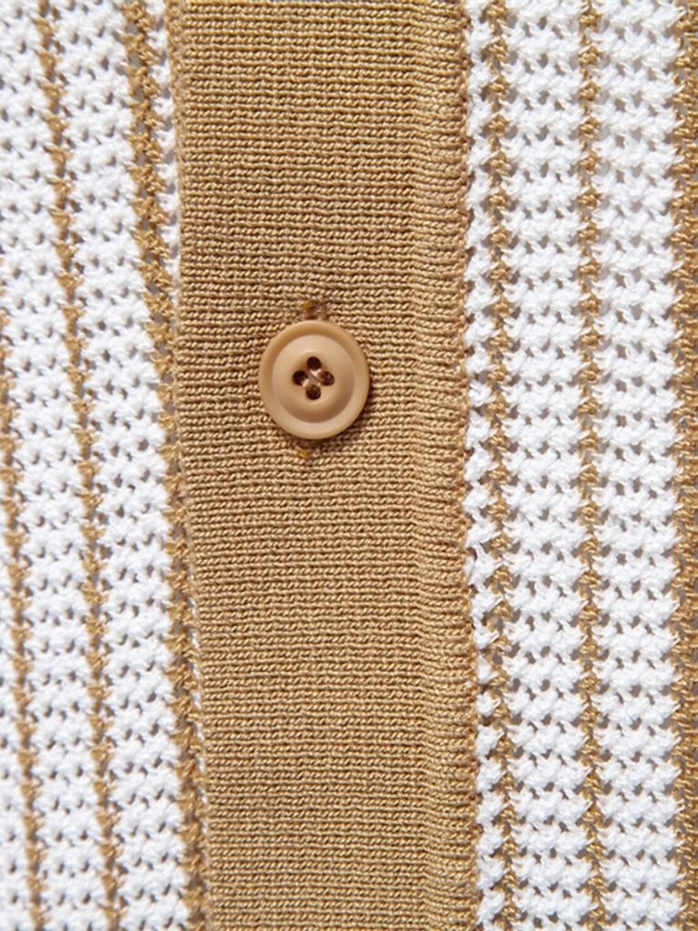 Striped Knit Polo Shirt - Montierri
