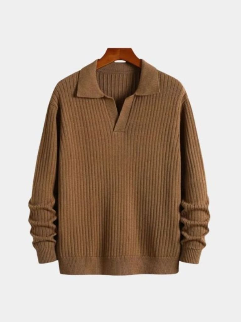 V-Neck Polo Pullover Ribbed - Montierri