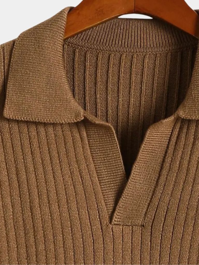 V-Neck Polo Pullover Ribbed - Montierri